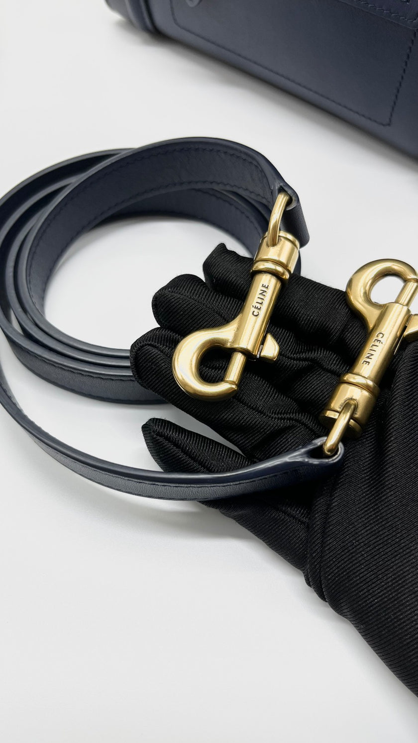 Preowned. Celine Nano Luggage Blue GHW|5063