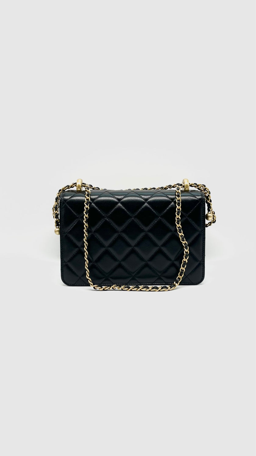 Brand New. Chanel 24C Season Flap Mini Black Adjustable Chain Strap GHW. X456C0P1|15157