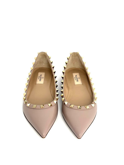 Preowned. Valentino Rockstud Ballet Flats Pale Pink 37|12358