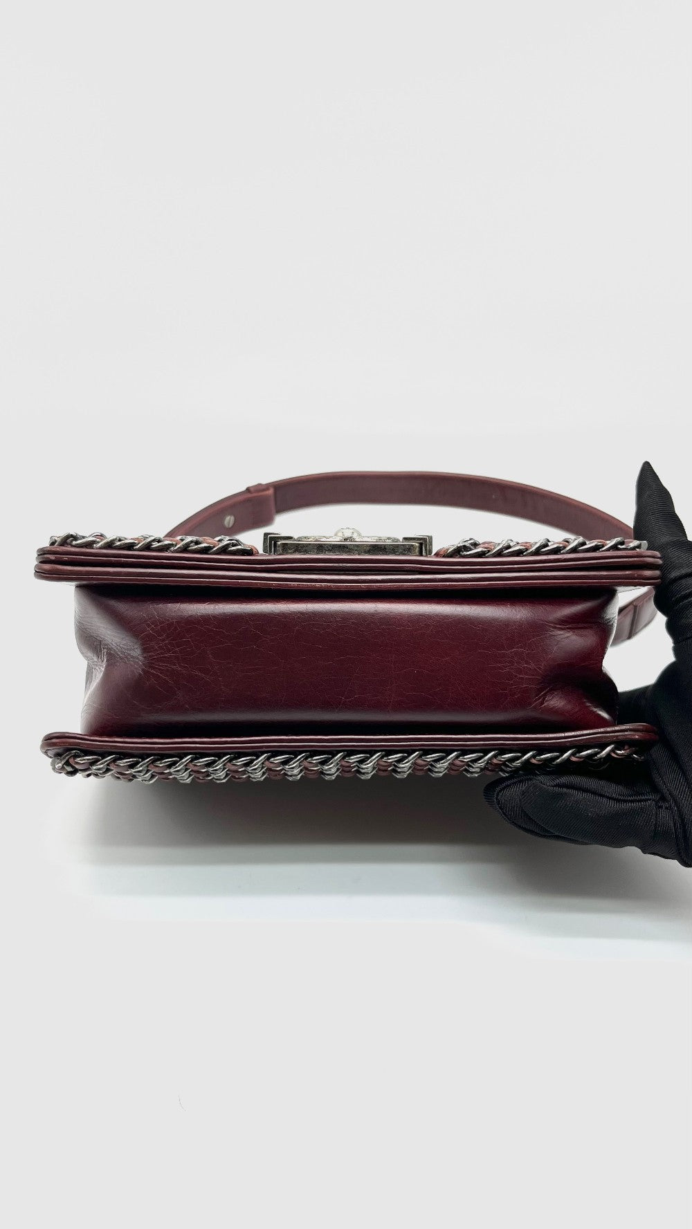 Preowned. Chanel Leboy Small Burgundy Quilted Leather Ruth HW. 20866855|16546