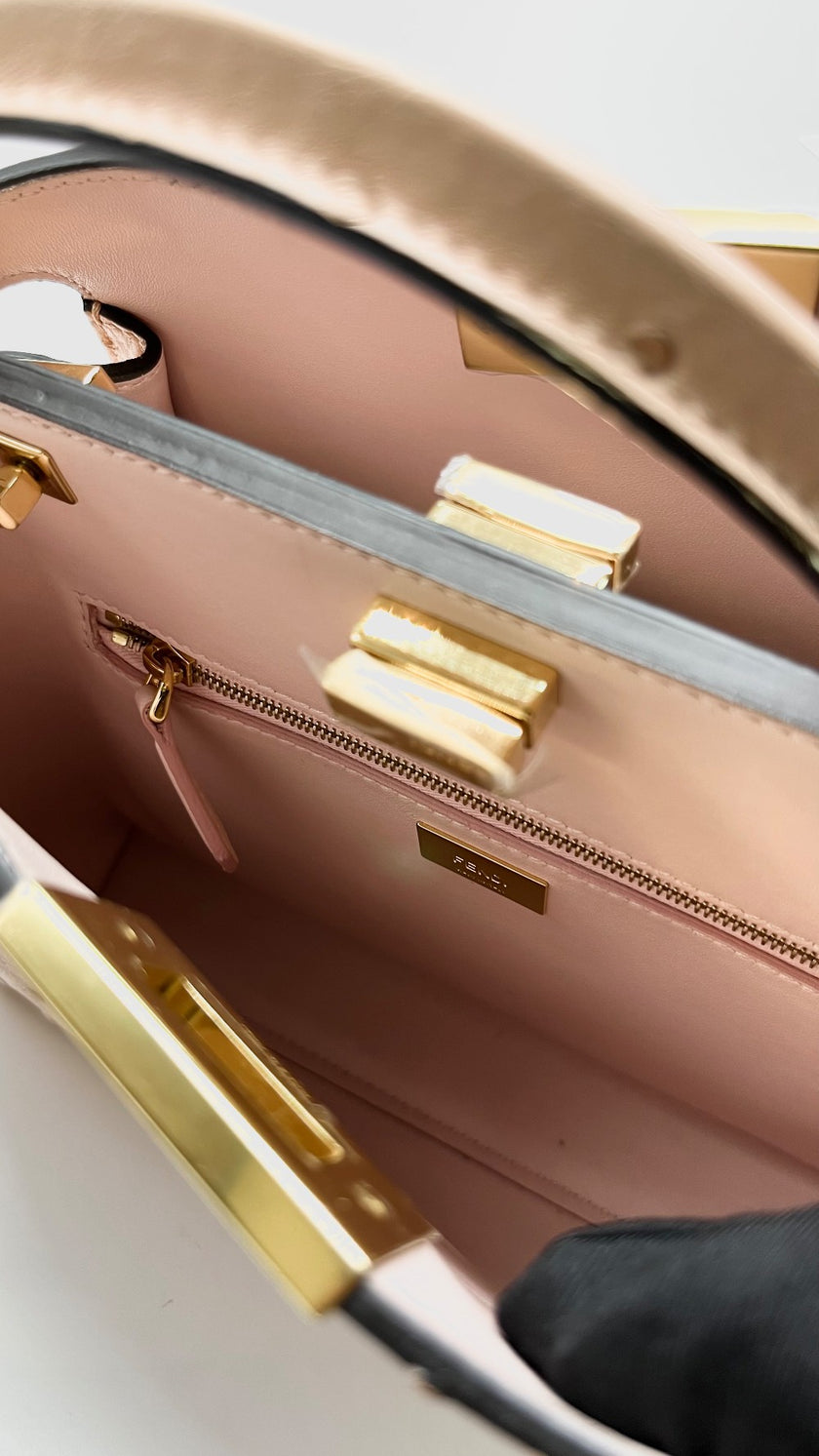 Brand New. Fendi Peekaboo Small Ostrich Pink|7846