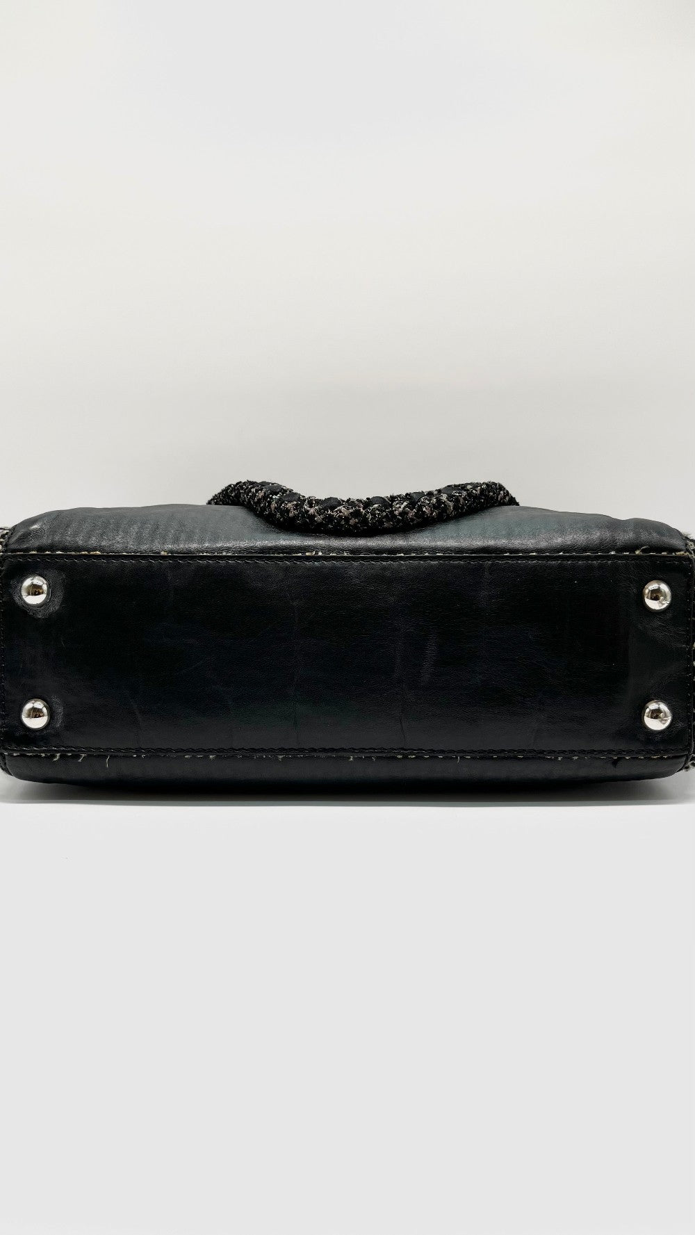 Preowned. Chanel Glazed Tweed Shopping Tote Large Calf SHW. 13122253|9878