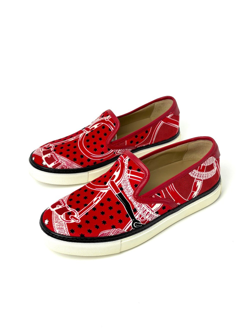 Preowned. Hermes Slip On Red. 37.5|7539
