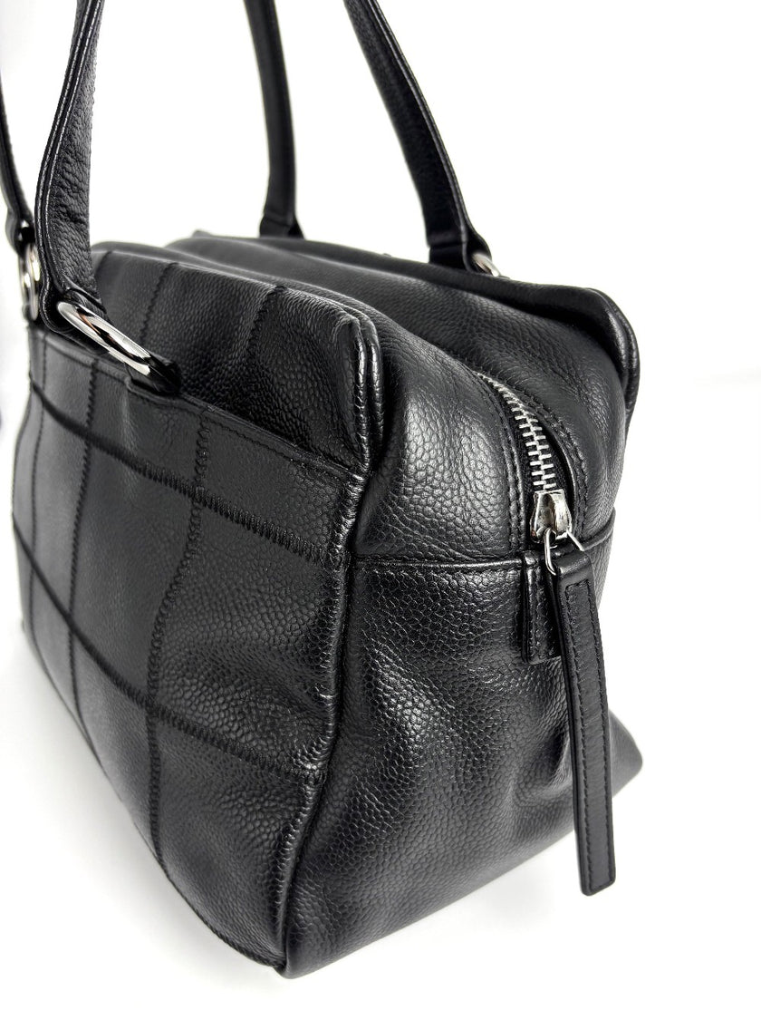 Preowned. Chanel Square Stitch Bowling Bag Black. 9701924|4052
