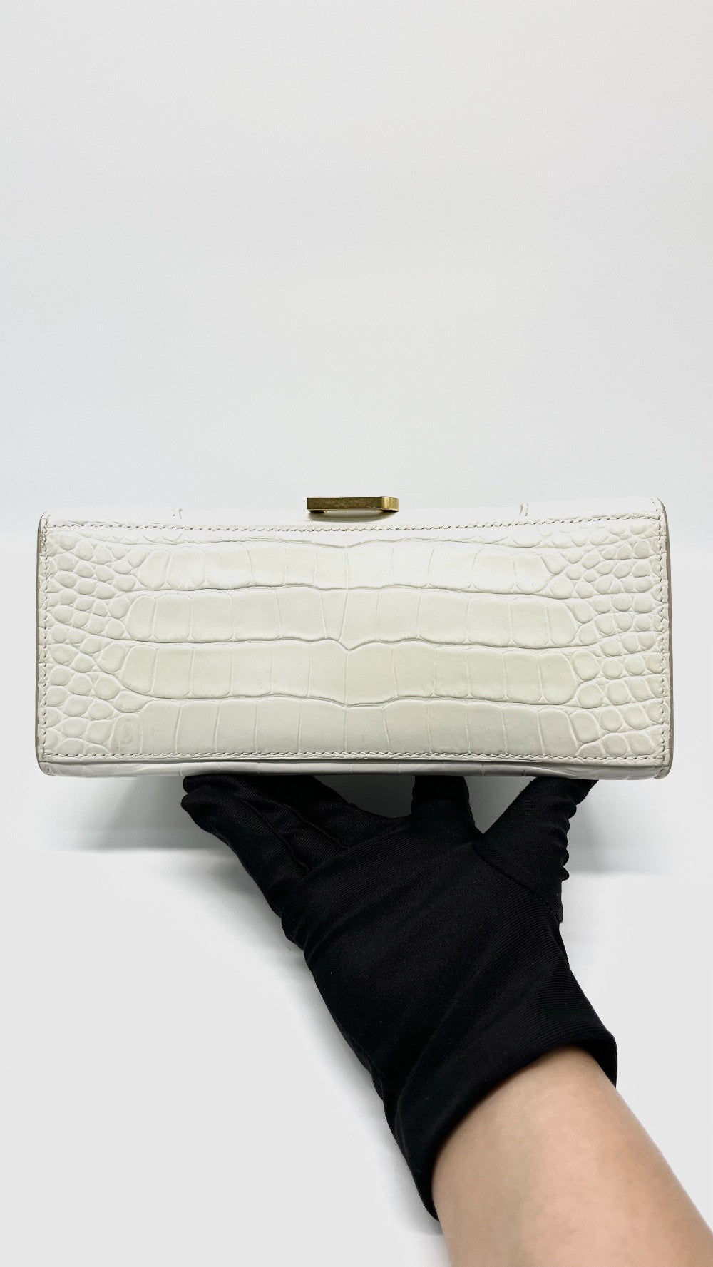 Preowned. Balenciaga Hourglass Croc White GHW|14593