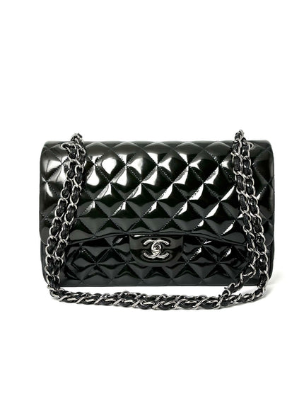 [SALE] Preowned. Chanel Jumbo Double Flap Patent Olive Green SHW. 20095763|11059