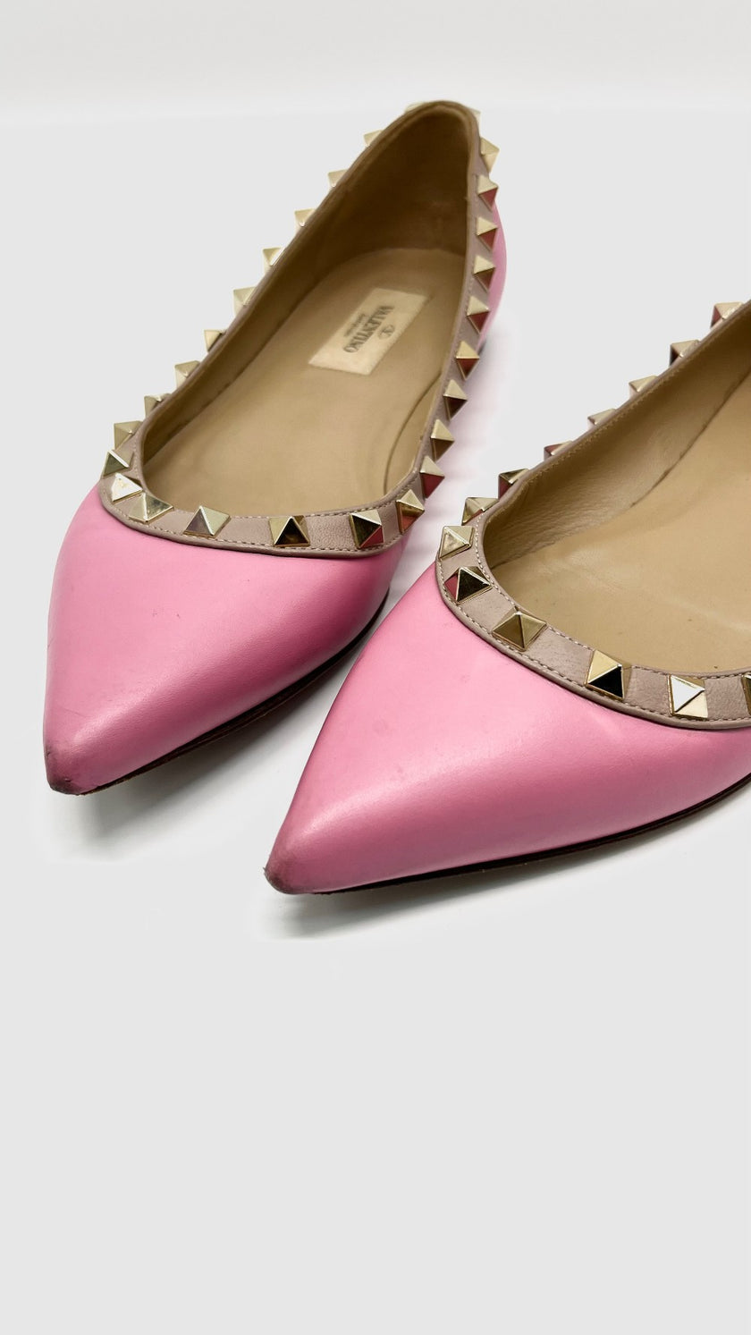 Preowned. Valentino Flats Pink. 36|10788