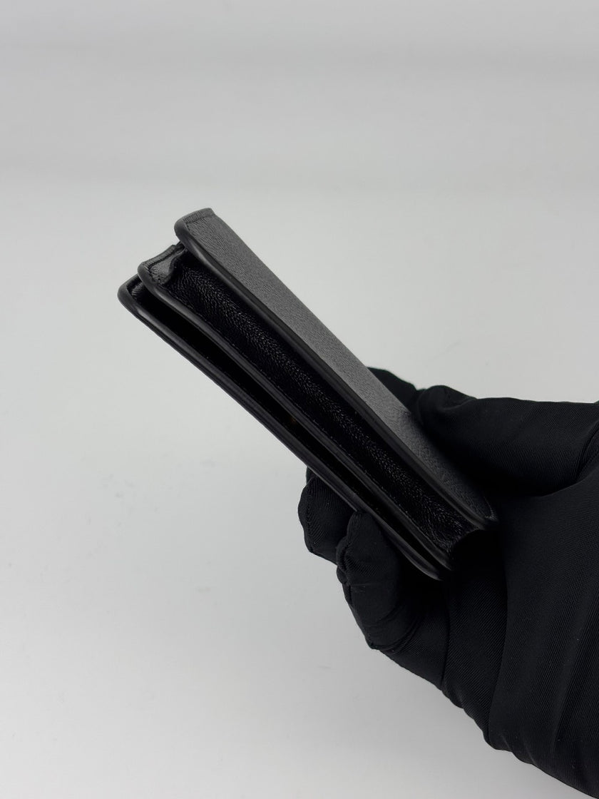Preowned. Balenciaga Bifold Card Holder Black|7034