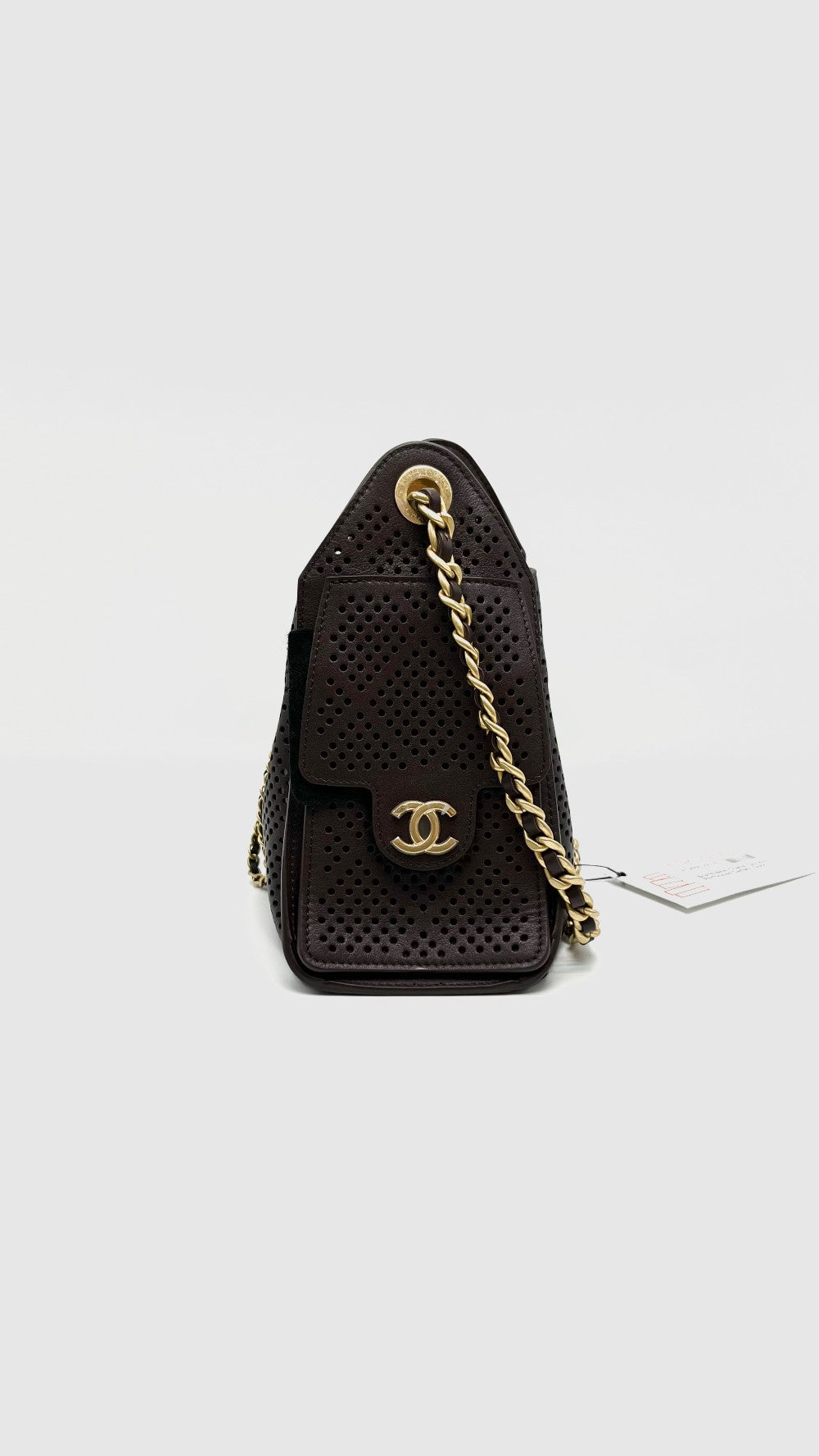 Brand New. Chanel C25 Mini Perforated Calfskin Dark Brown GHW. C81KGL11|16475