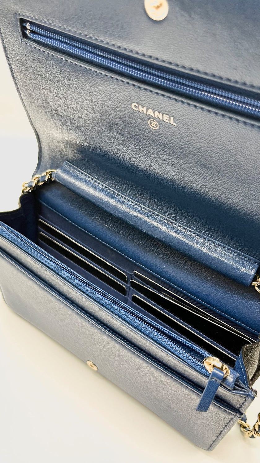 Preowned. Chanel WOC Black/Blue GHW. 23898176|7104