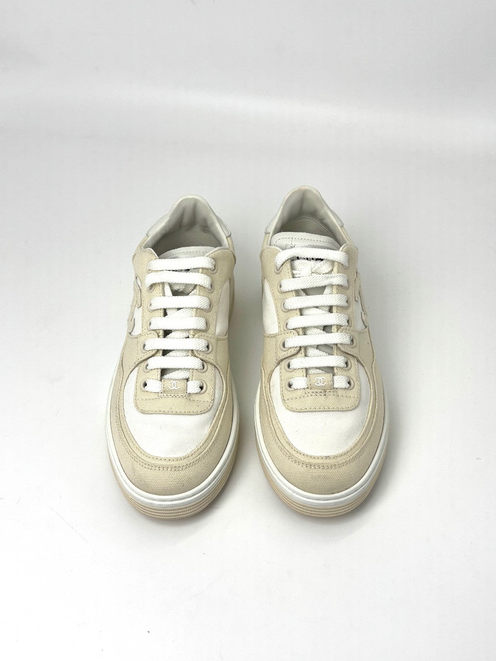 Brand New. Chanel Sneakers Beige/White. 37.5|7606