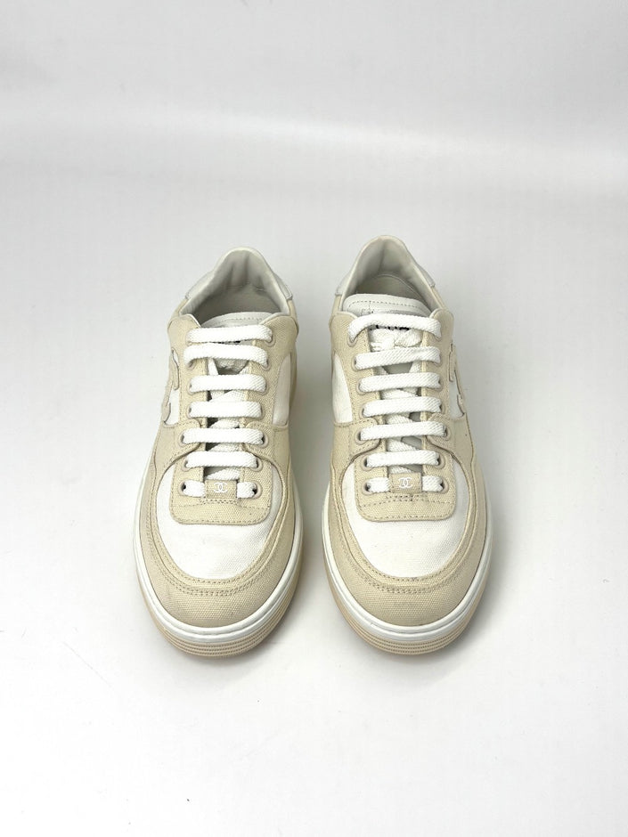 Brand New. Chanel Sneakers Beige/White. 37.5|7606