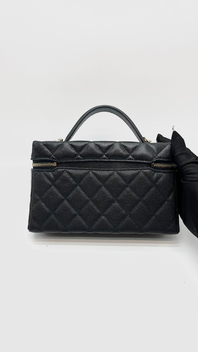 Brand New. Chanel Top Handle Slim Vanity Black Caviar GHW. XA62K338|16066