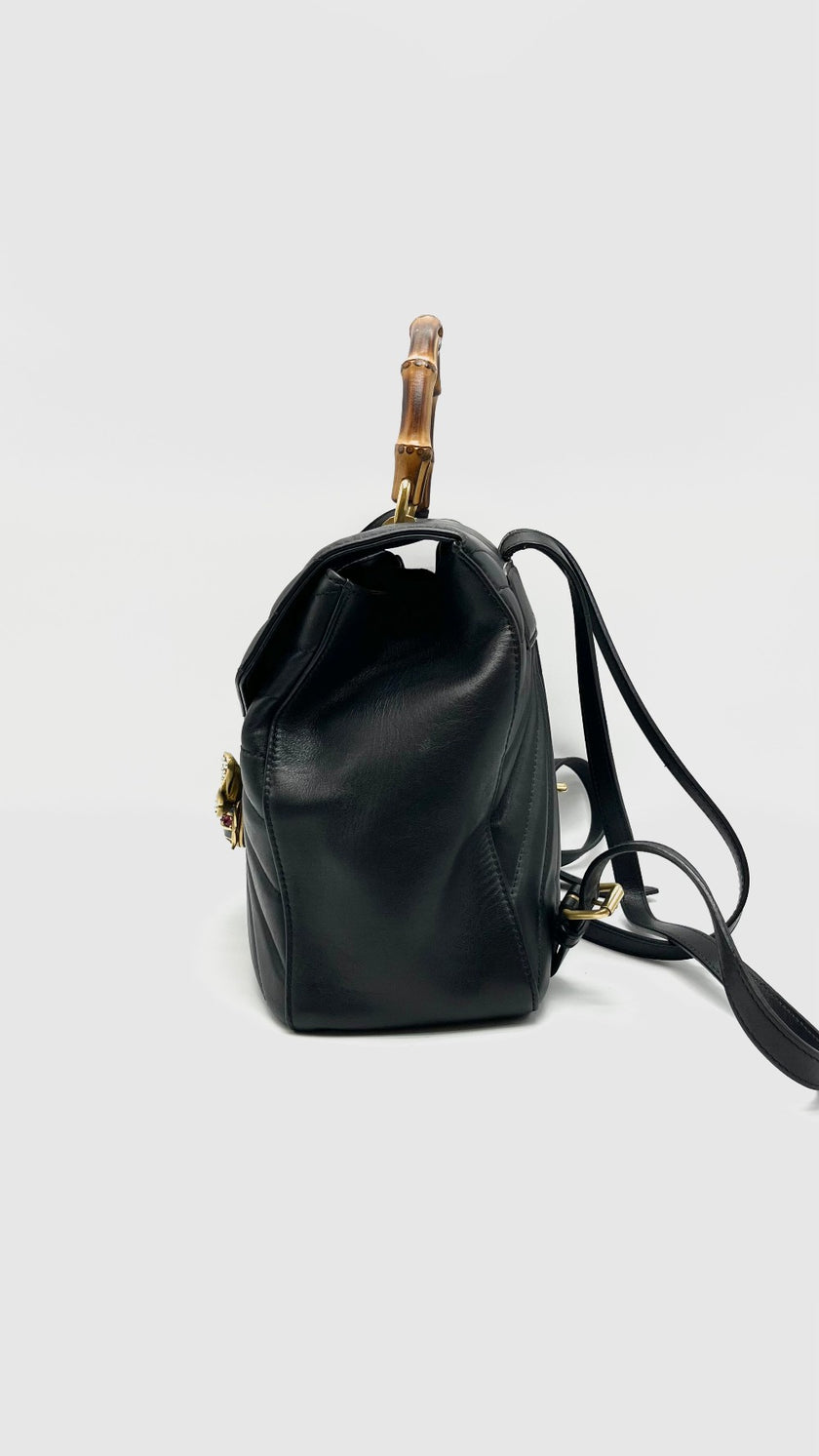Preowned. Gucci Queen Margaret Bamboo Backpack|15669