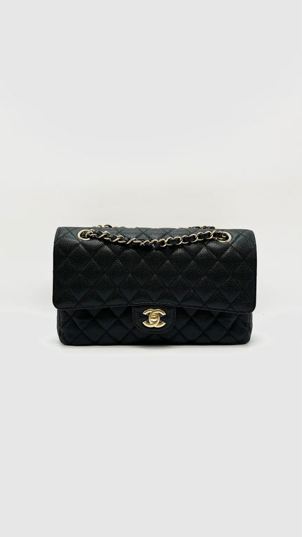 Preowned. Chanel Medium Double Flap Black Caviar GHW. 20899532|16439