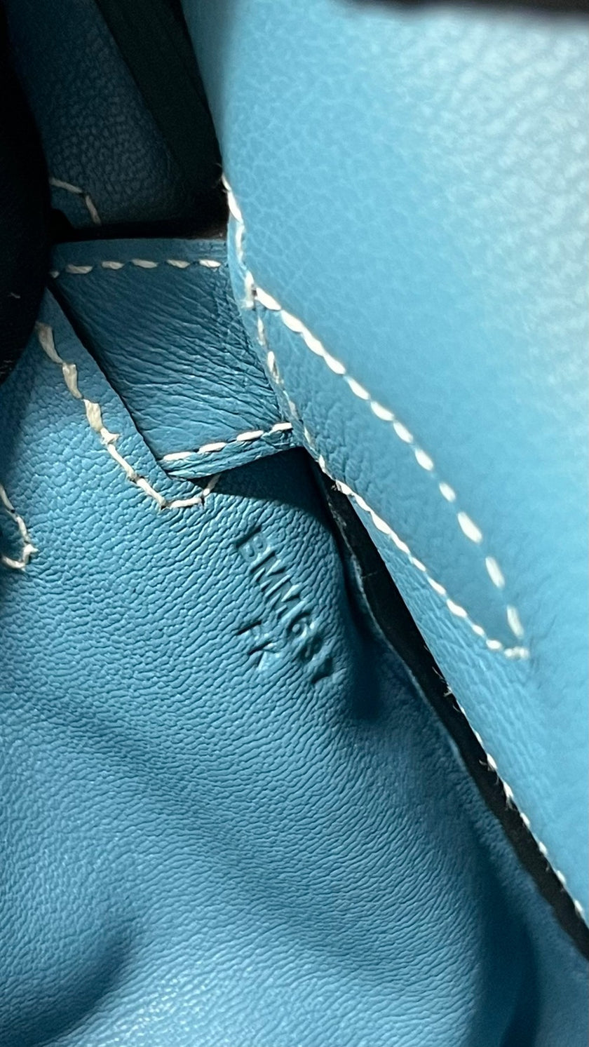 Brand New. Hermes Kelly Messenger Blue Jean Evercolour PHW. BMM687FK|5218