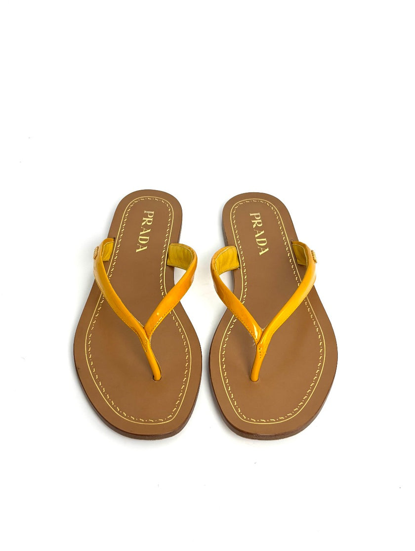 Preowned. Prada Slippers Brown/Yellow. 36.5|12159