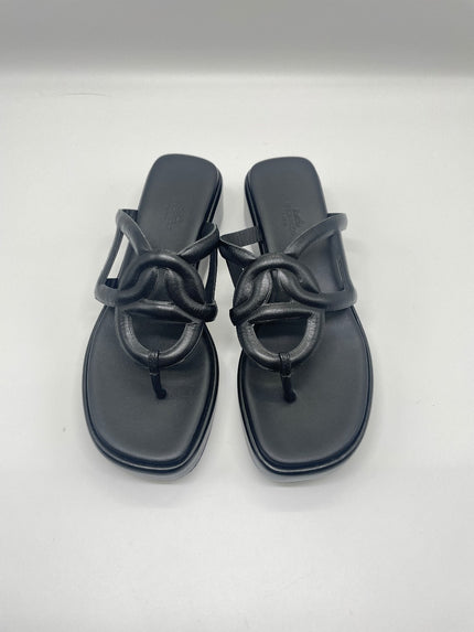 Brand New. Hermes Gipsy Sandals Black. 38|9160