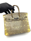 Preowned. Hermes Birkin 25 Lizard Ombre PHW. Square K|17464