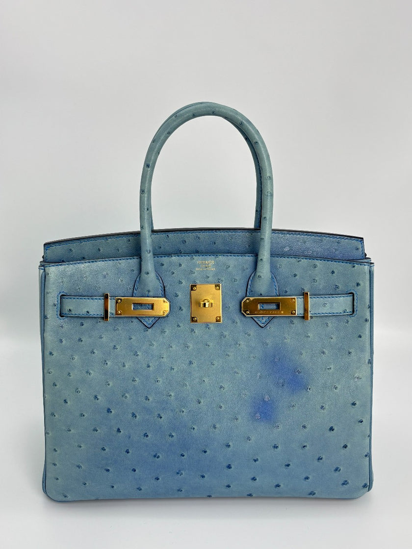 Preowned. Hermes Birkin 30 Ostrich Blue Paradis. DSA963NB|3437