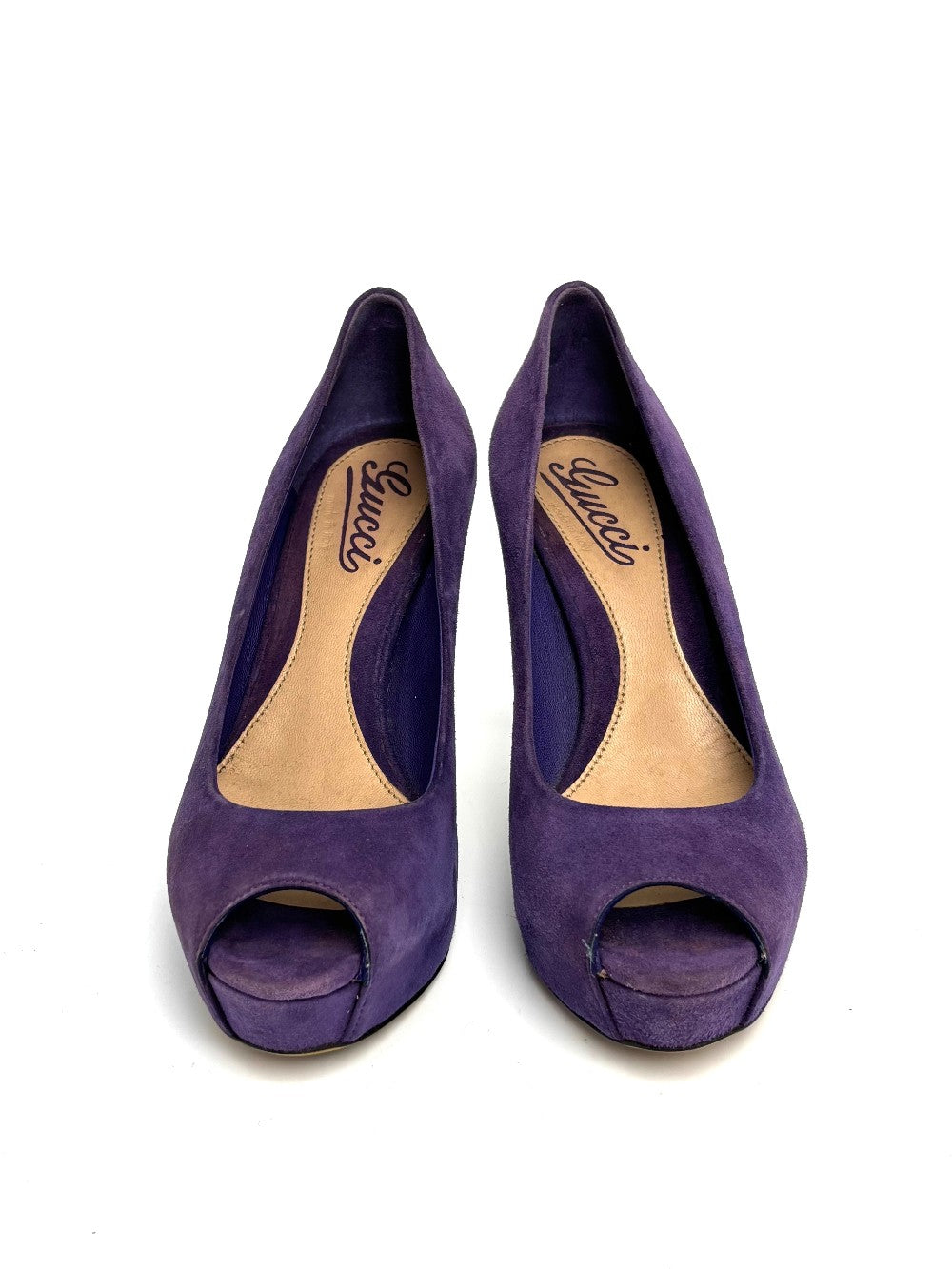 Preowned. Gucci Open Toe Heel Suede Violet. 35|10684