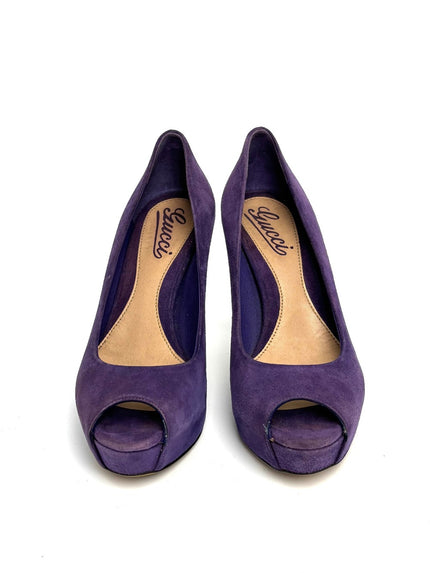 Preowned. Gucci Open Toe Heel Suede Violet. 35|10684