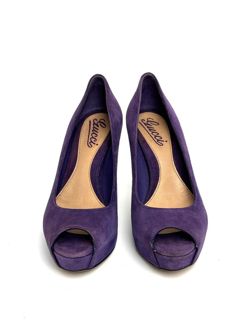 Preowned. Gucci Open Toe Heel Suede Violet. 35|10684