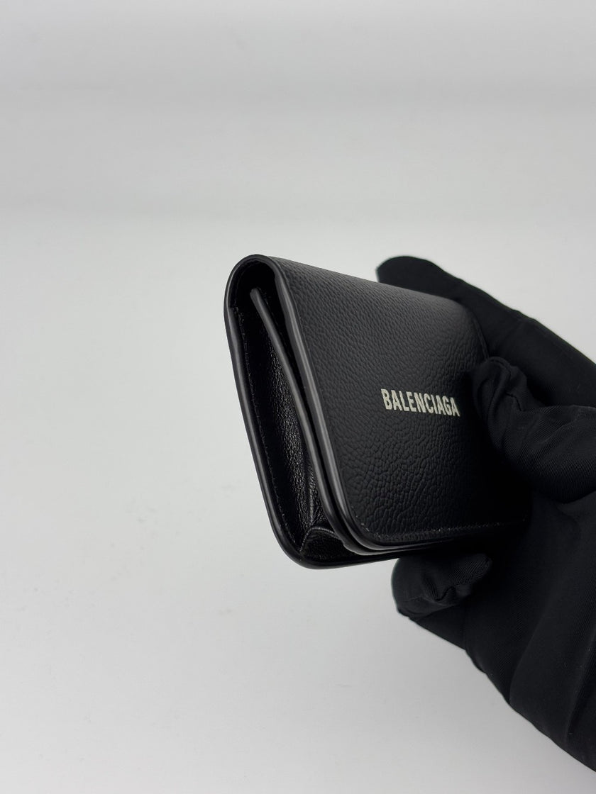 Preowned. Balenciaga Bifold Card Holder Black|7031