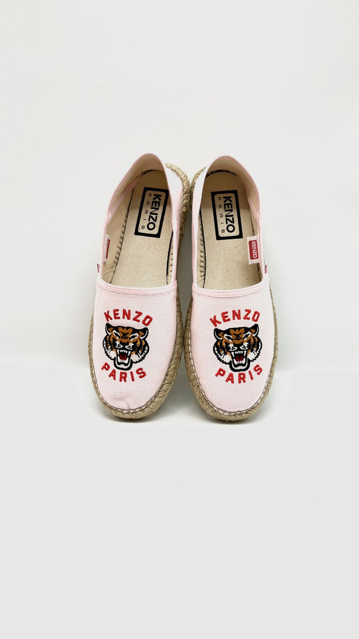 Brand New. Kenzo Lucky Tiger Espadrilles Pink Cotton Canvas Size 40|11206