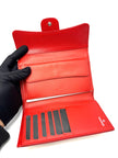 Preowned. Chanel Trifold Red Long Wallet Caviar SHW. 18732120|17974