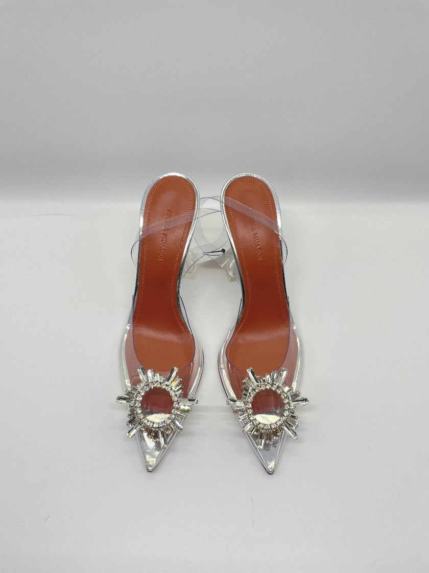 Brand New. Amina Muaddi Begum Slingback Glass. 37|10017