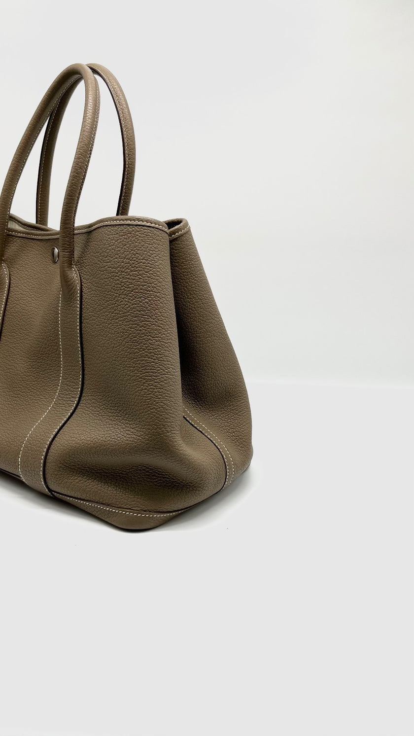 Preowned. Hermes GPT 36 Etoupe Negonda PHW. XMM009AA|13422