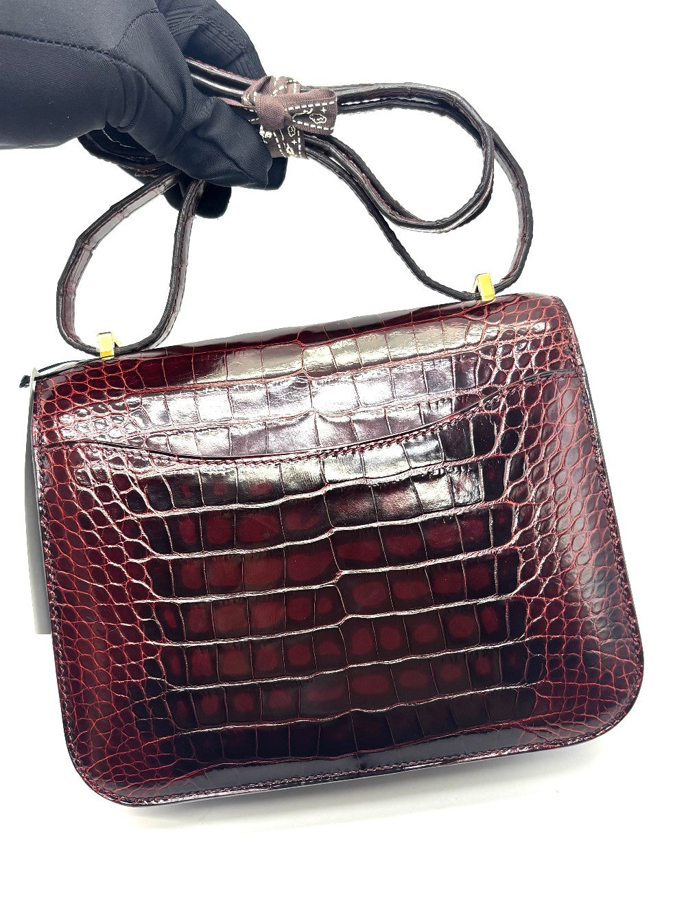 Like New. Hermes Constance 18 Bourgogne/Rouge Moyen Alligator Lizard GHW. R Square 39|17328