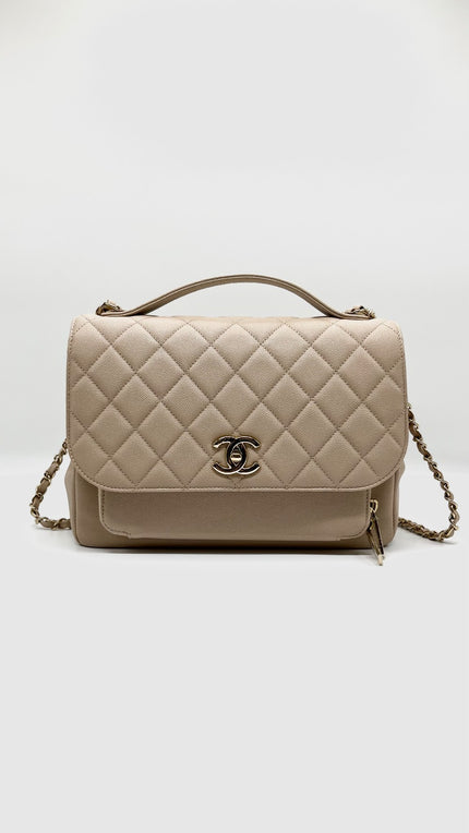 Preowned. Chanel Affinity Flap Bag Beige Caviar Large GHW. 25970507|5496