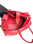 Preowned. YSL Cabas Chyc Medium Bag Calf Red|12453