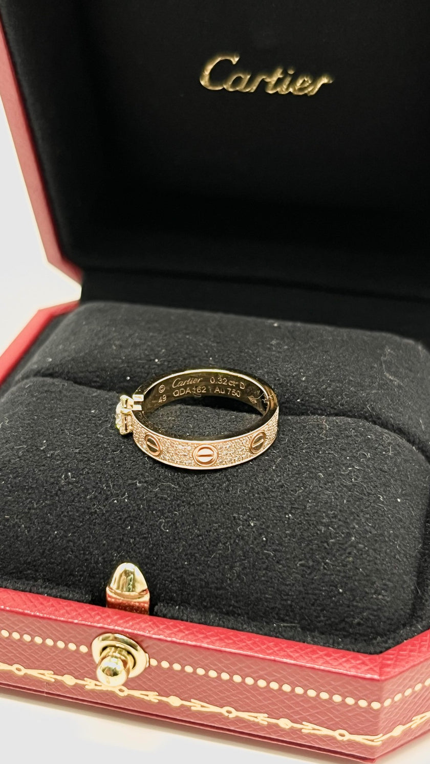 Preowned. Cartier Love Ring 18K RG 0.32 ct sz 49. QDA162|9382