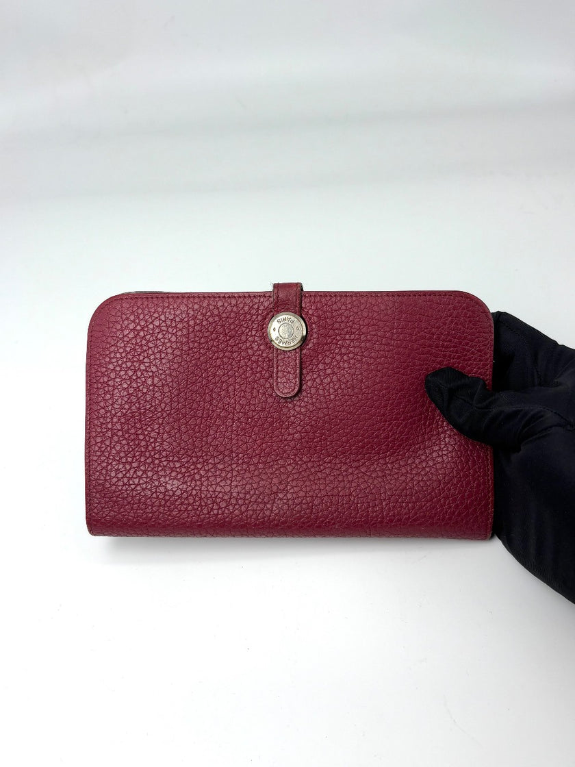 Preowned. Hermes Dogon Wallet Rubis|6981