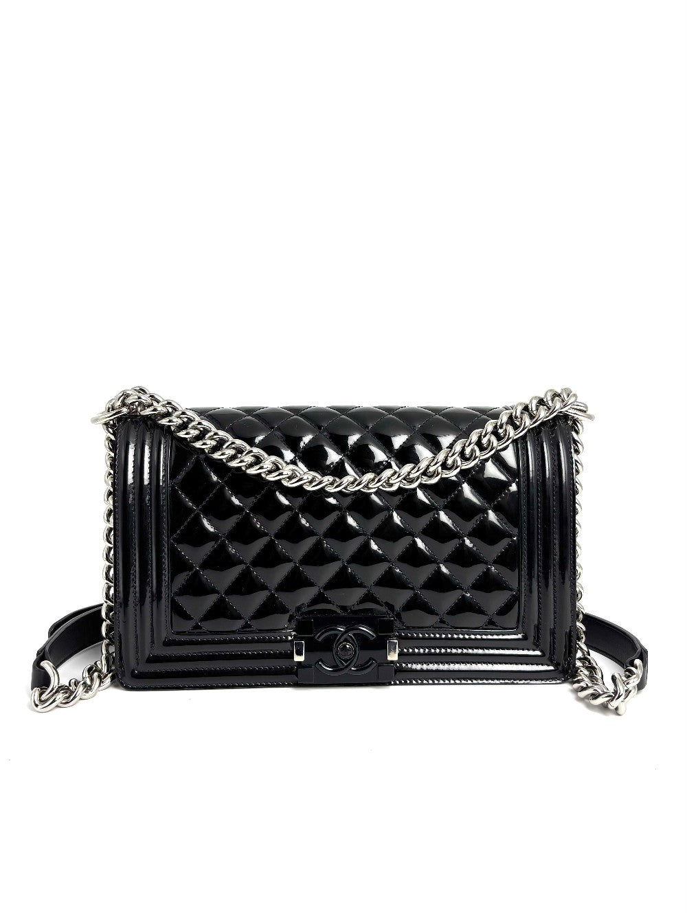 [SALE] Preowned. Chanel Leboy New Medium Patent Black SHW. 20489988|11067