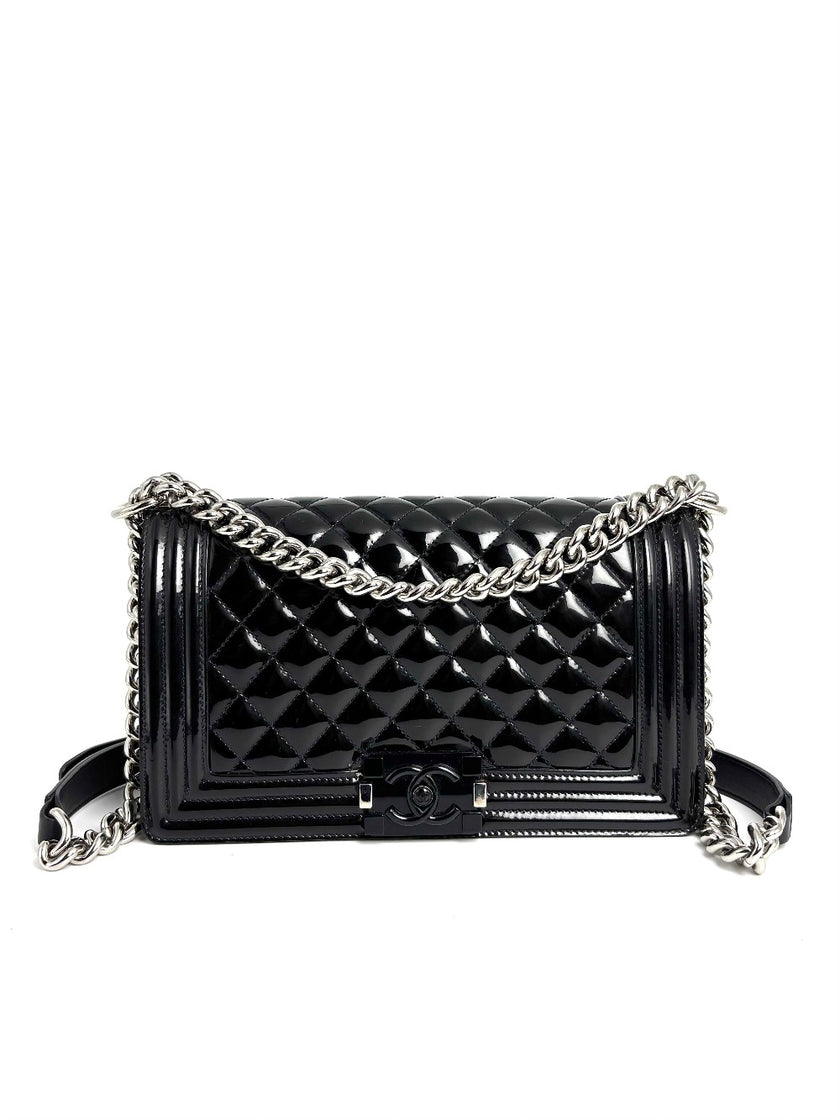 [SALE] Preowned. Chanel Leboy New Medium Patent Black SHW. 20489988|11067