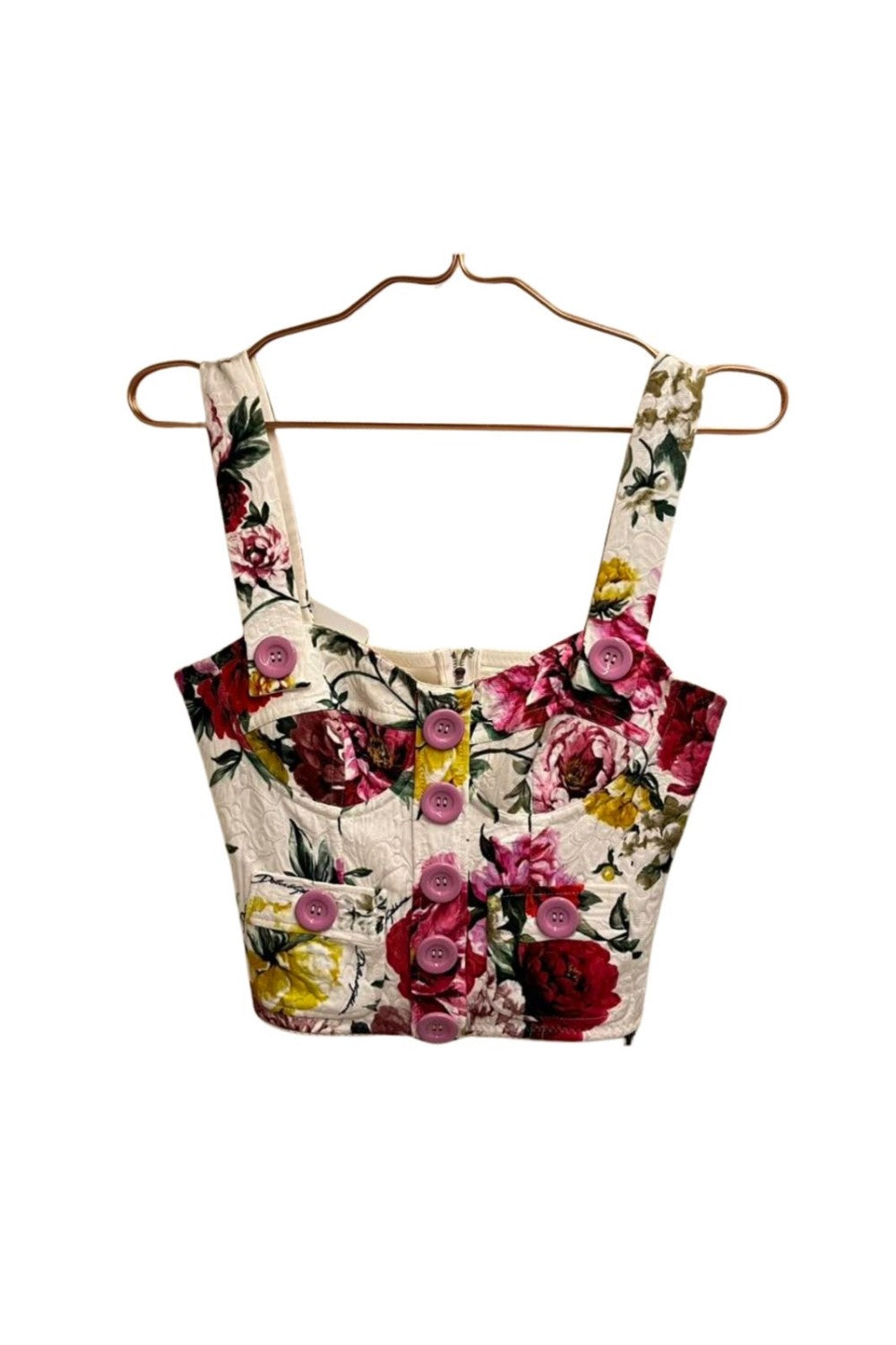 Brand New. Dolce & Gabbana Croptop Floral Pink|13301
