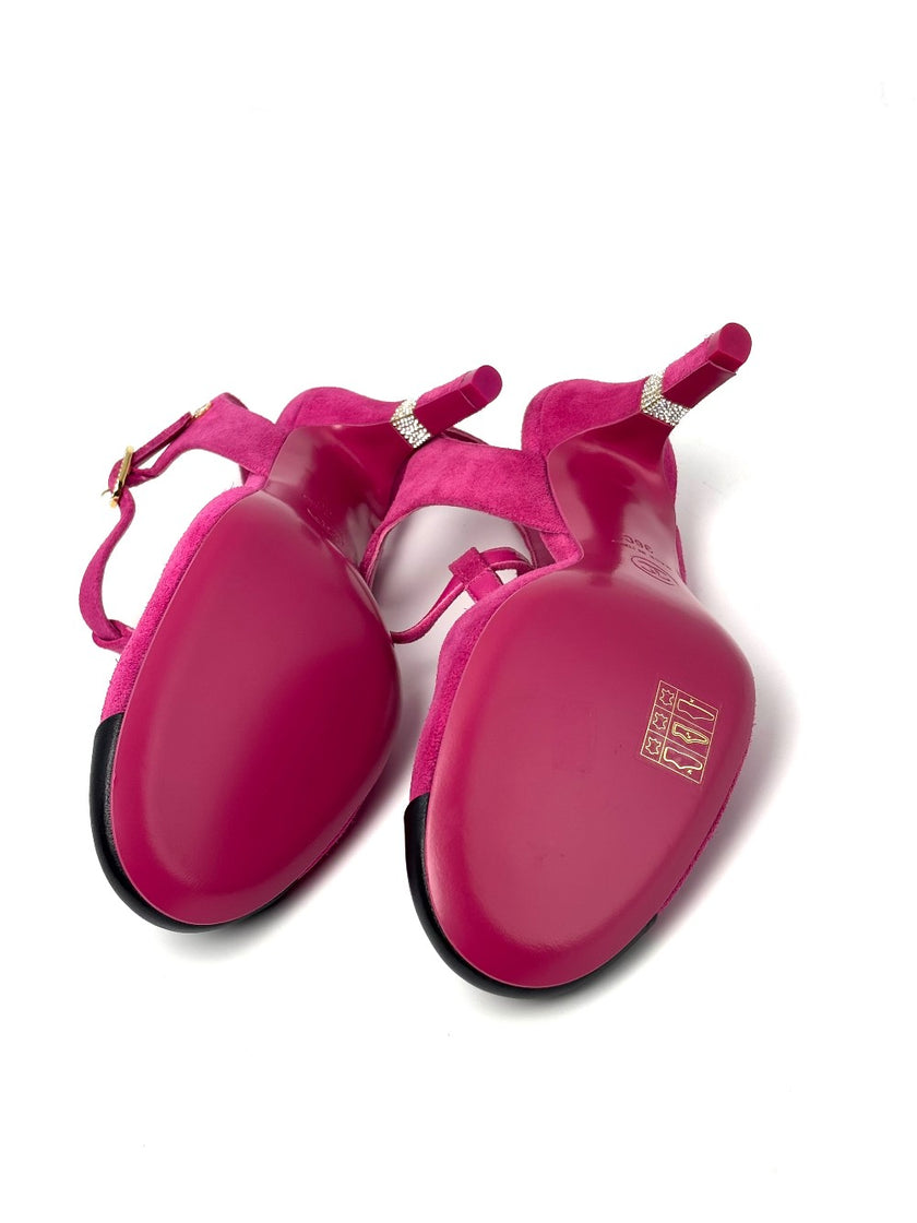 Brand New. Chanel Round Toe Heel Suede Pink. 36|8584