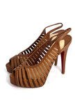 Preowned. Louboutin Strappy Platform Slingback Tan. 36.5|12920