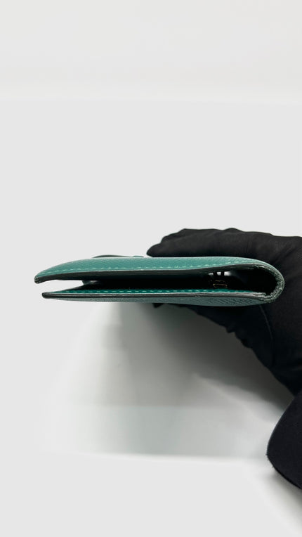 Preowned. Hermes Bearn Long Wallet Malachite GHW. ABY002NZ|9931