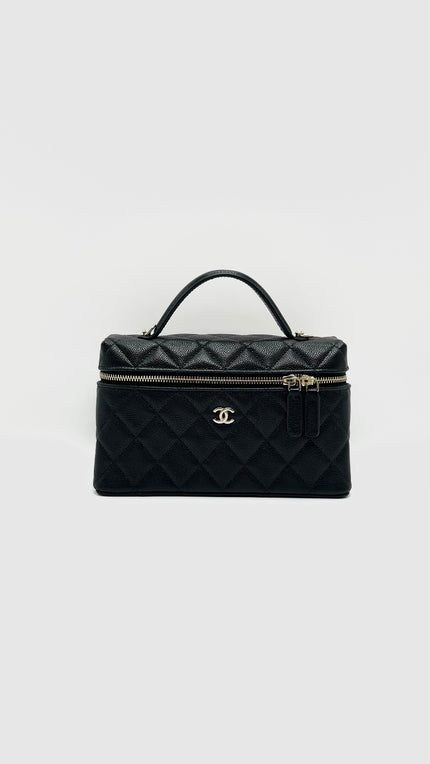 Brand New. Chanel Top Handle Slim Vanity Black Caviar GHW. XA62K338|16063