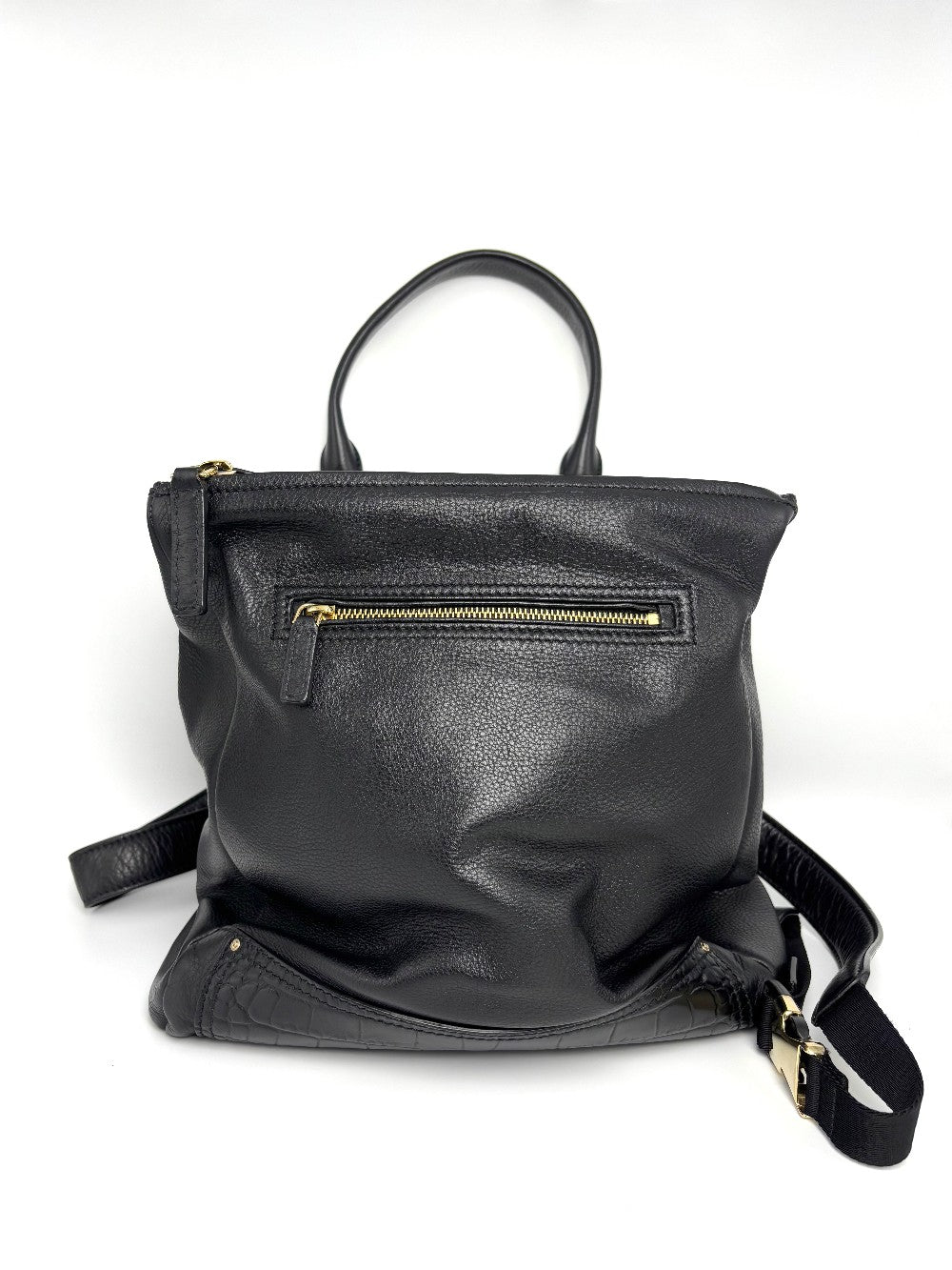 Preowned. Givenchy Pandora Backpack Black Calf/Croc Embossed. EFE0186|8178