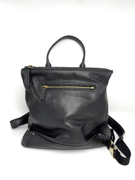Preowned. Givenchy Pandora Backpack Black Calf/Croc Embossed. EFE0186|8178