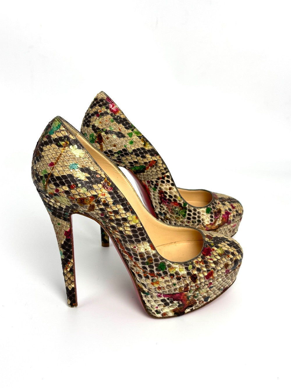Like New. Louboutin Heel Snakeskin. 35|10724
