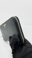 Preowned. Prada Long Zippy Wallet Saffiano Black GHW|5575