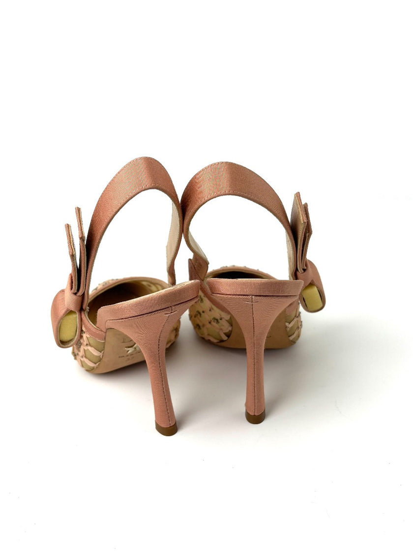 Like New. Dior Slingback Mesh Beige. 37|7431