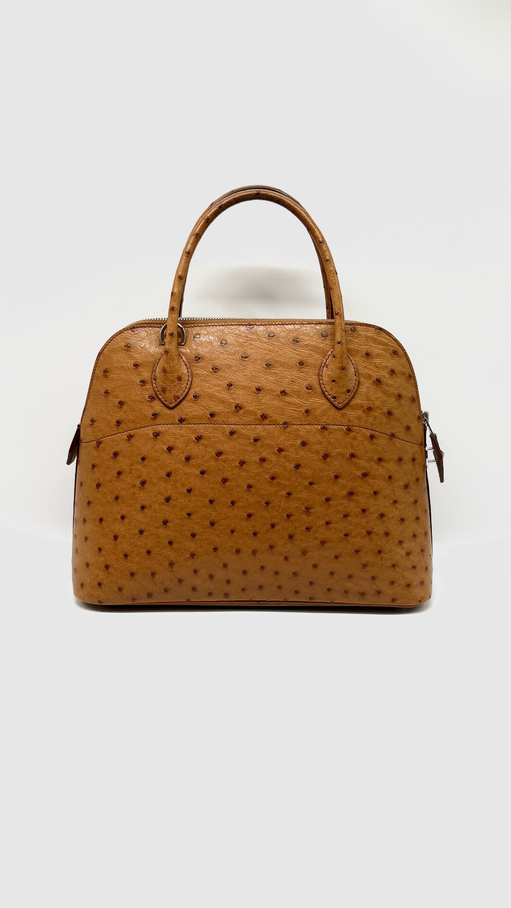 Preowned. Hermes Bolide 31 Cognac Ostrich PHW. J 22 X|13348